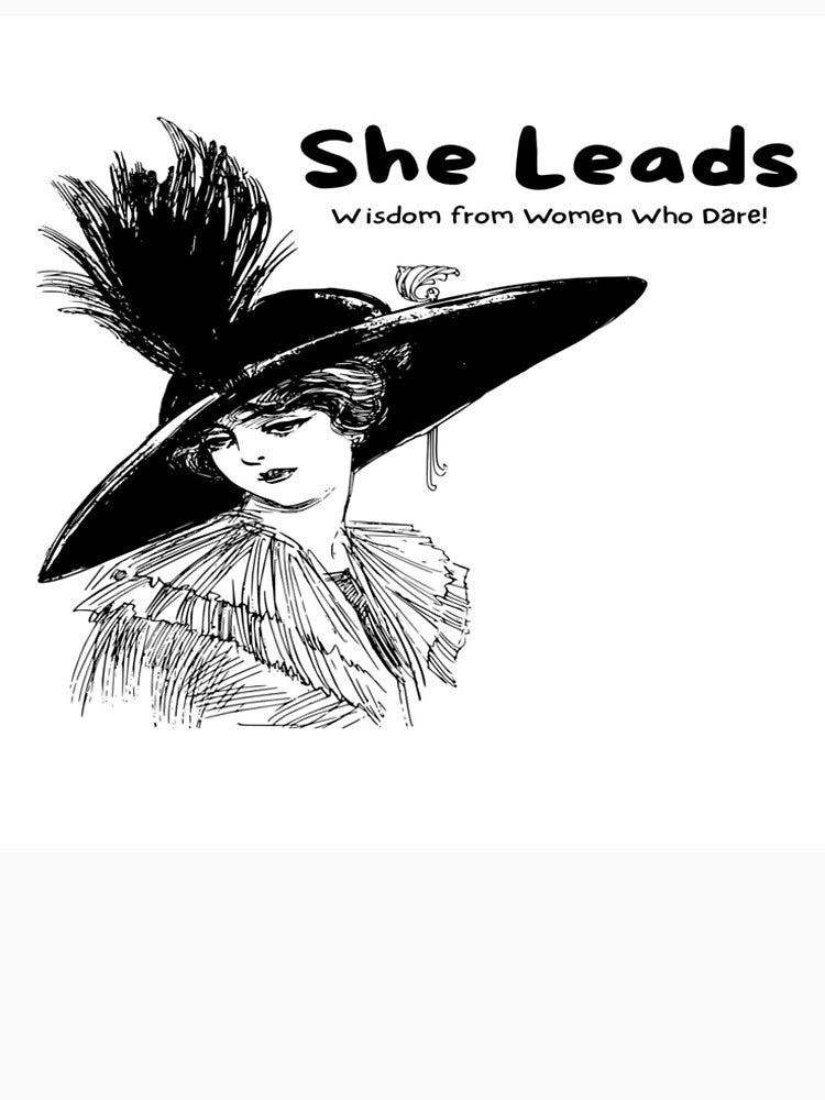 She Leads Sticker | Women Empowerment Vintage Art Sticker | Feminist Quote Decal | Inspirational Female Leader Gift | Retro Feminine Aesthetic by FashionEmpire86