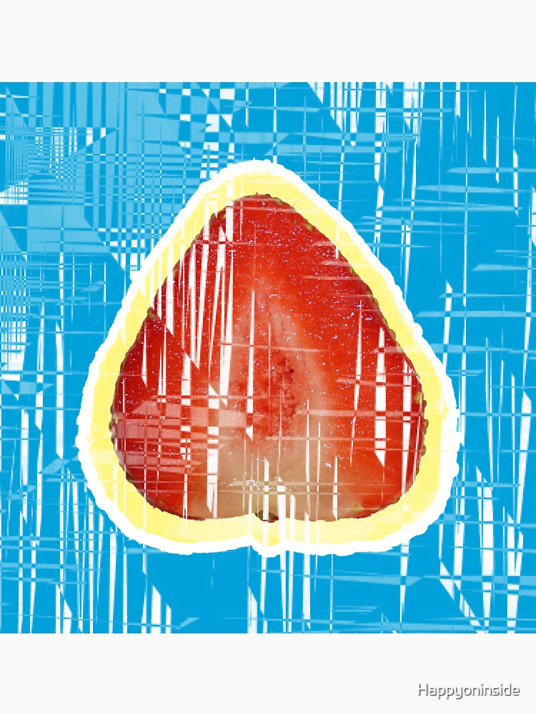 Strawberry, trending, design, millennial, fruit, red, blue by Happyoninside