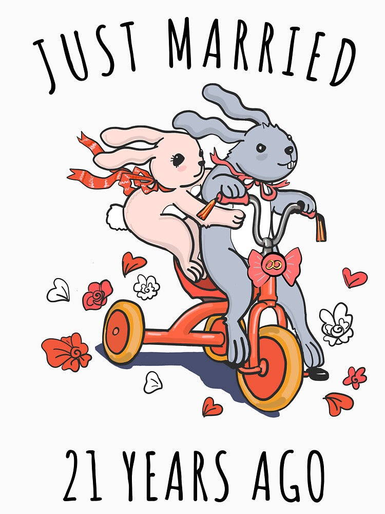 Just Married 21 Years Ago - 21st Anniversary Couple Bunnies Tee, Phone Cases And Other Gifts by MemWear