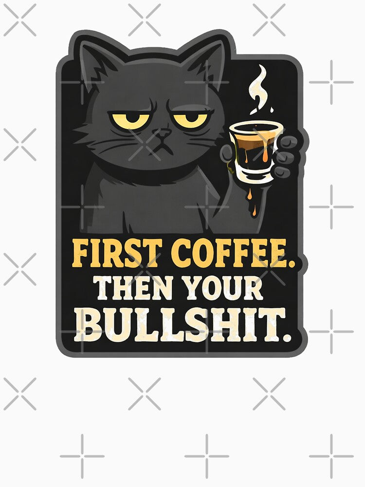 Grumpy Black Cat Sarcastic Coffee Gift Sticker​​​​​​​​​​​​​​​​ by Gentlestate