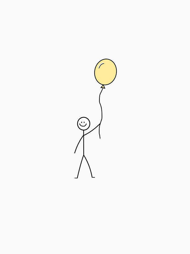 Stick Figure Holding Balloon by ScribbleHaus