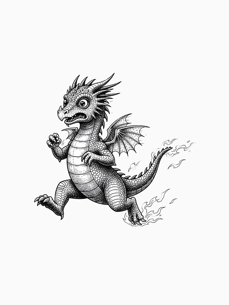 Panic Mode Dragon Running Away | Funny Fantasy Creature by DragonSerpent Ink