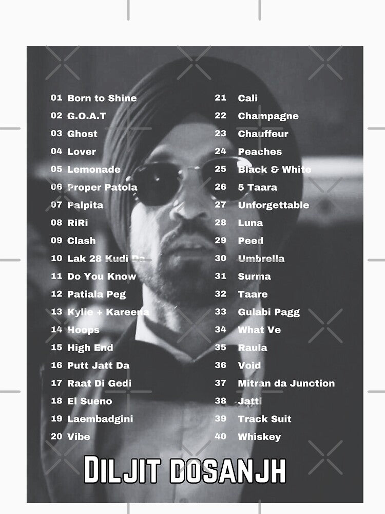 Diljit Dosanjh: Black And White Songs list by TheArtCloudAU