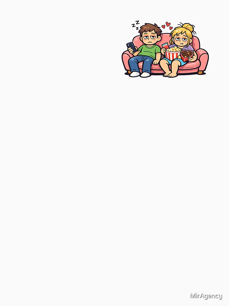 Funny Lazy Couple Valentine – Real Relationship Cartoon Design by MirAgency