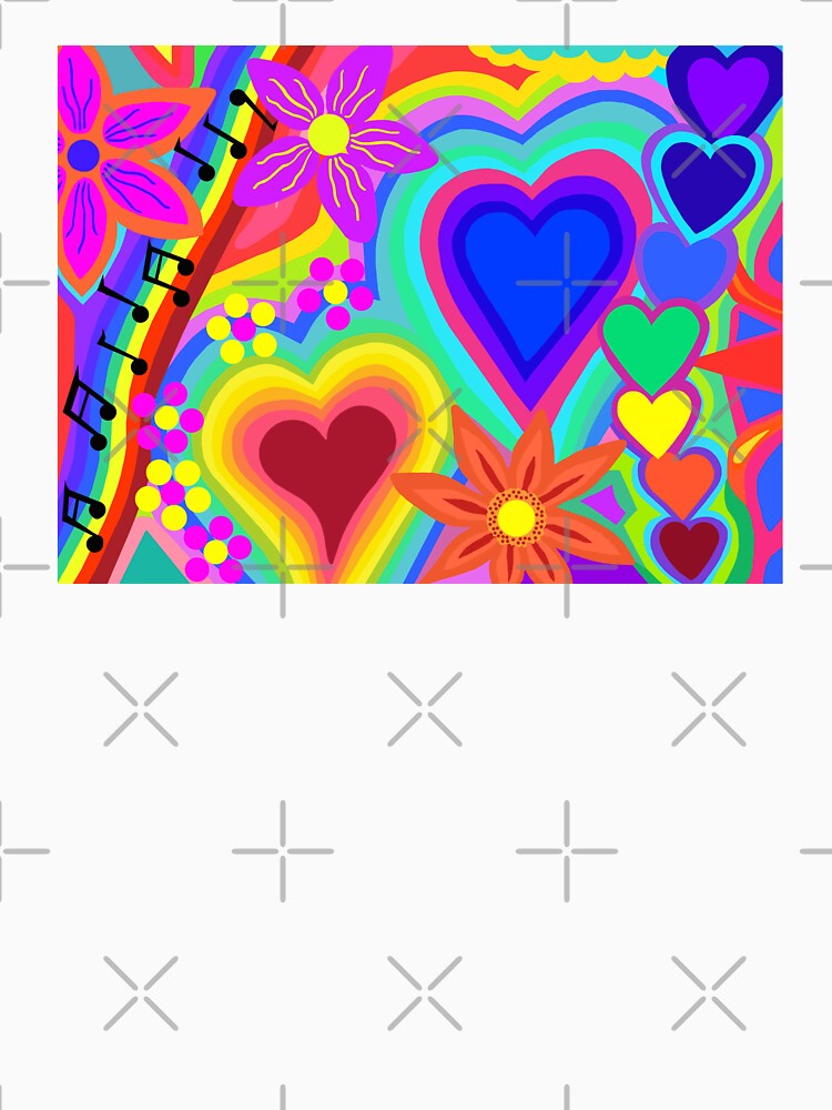 Rainbow Hearts and Flowers Pop Art Design by Vividality