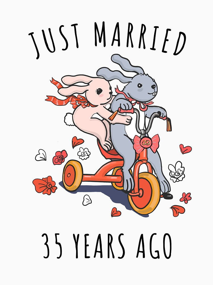 Just Married 35 Years Ago - 35th Anniversary Couple Bunnies Tee, Phone Cases And Other Gifts by MemWear