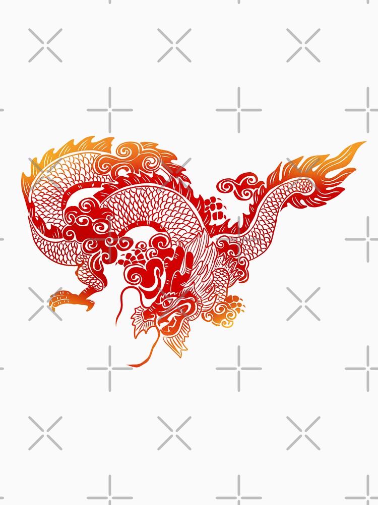 Chinese Traditional Dragon Red Gold - Imperial Dragon Art - Lucky Fortune Design by leen12 Art Designs Prints