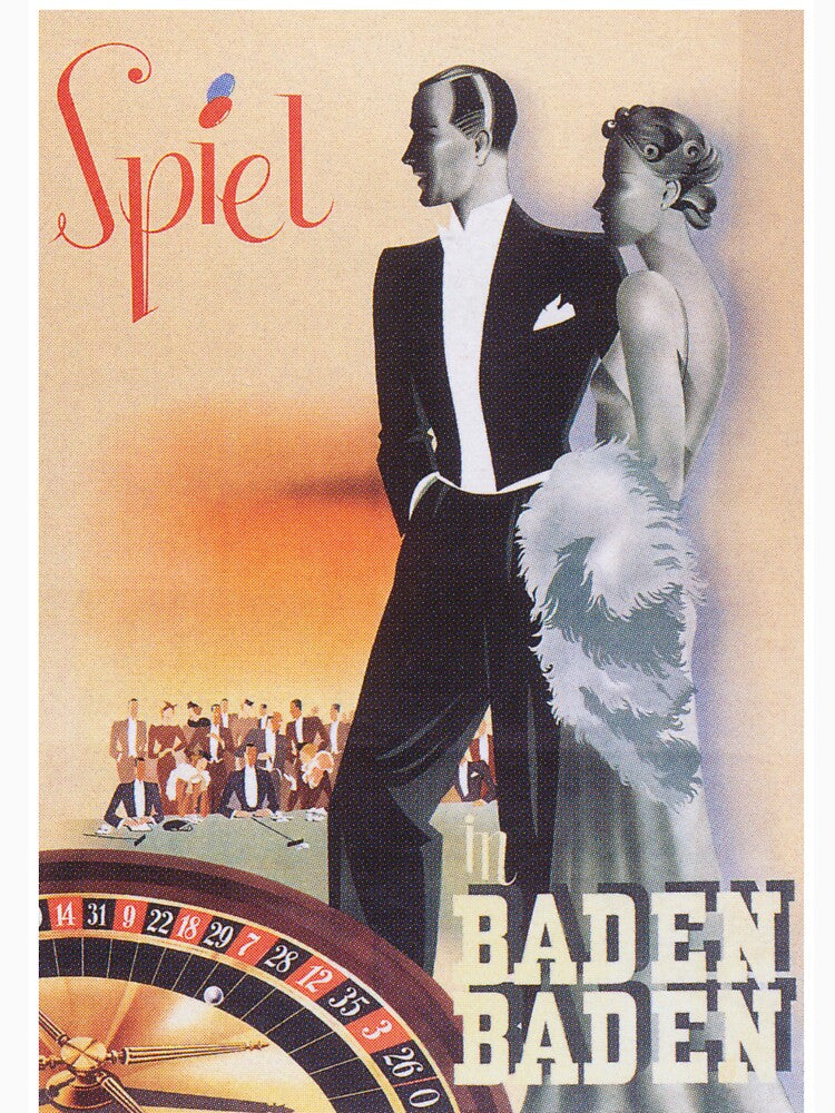 Baden Baden German Casino Vintage Travel Poster by vintagevivian