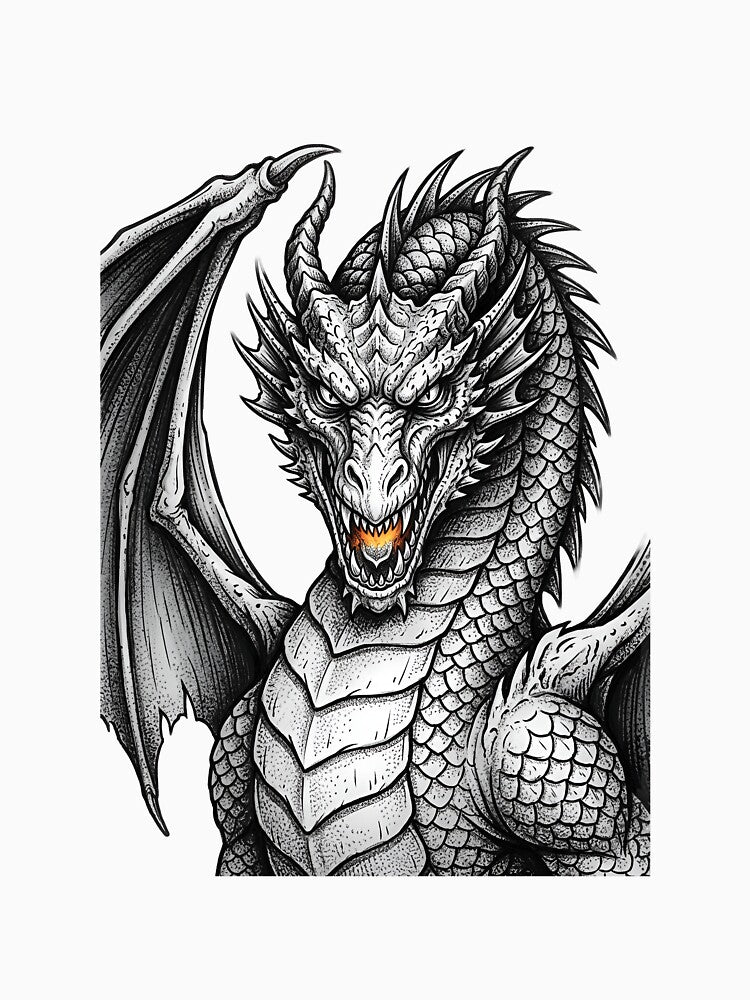Inferno Fang Dragon – Fierce Fantasy Dragon Illustration by DragonSerpent Ink
