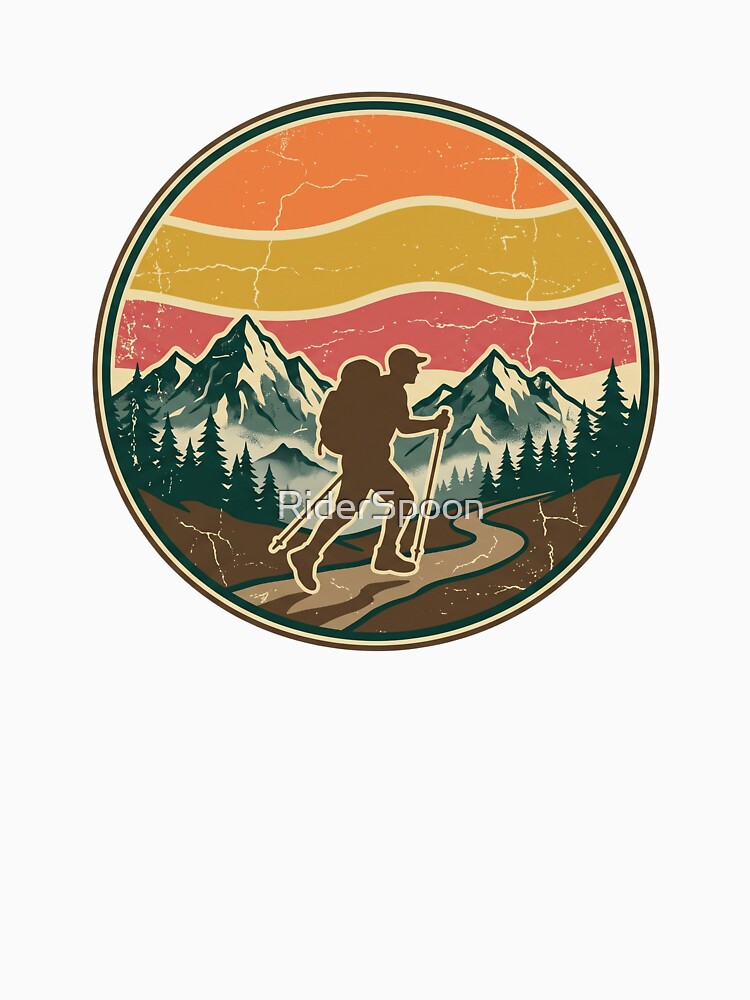 Retro Hiking Mountain Sticker by RiderSpoon