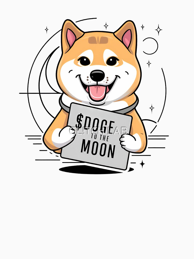 Doge To The Moon! - Crypto Shiba Inu Space Adventure Tee by GL!TCH LAB