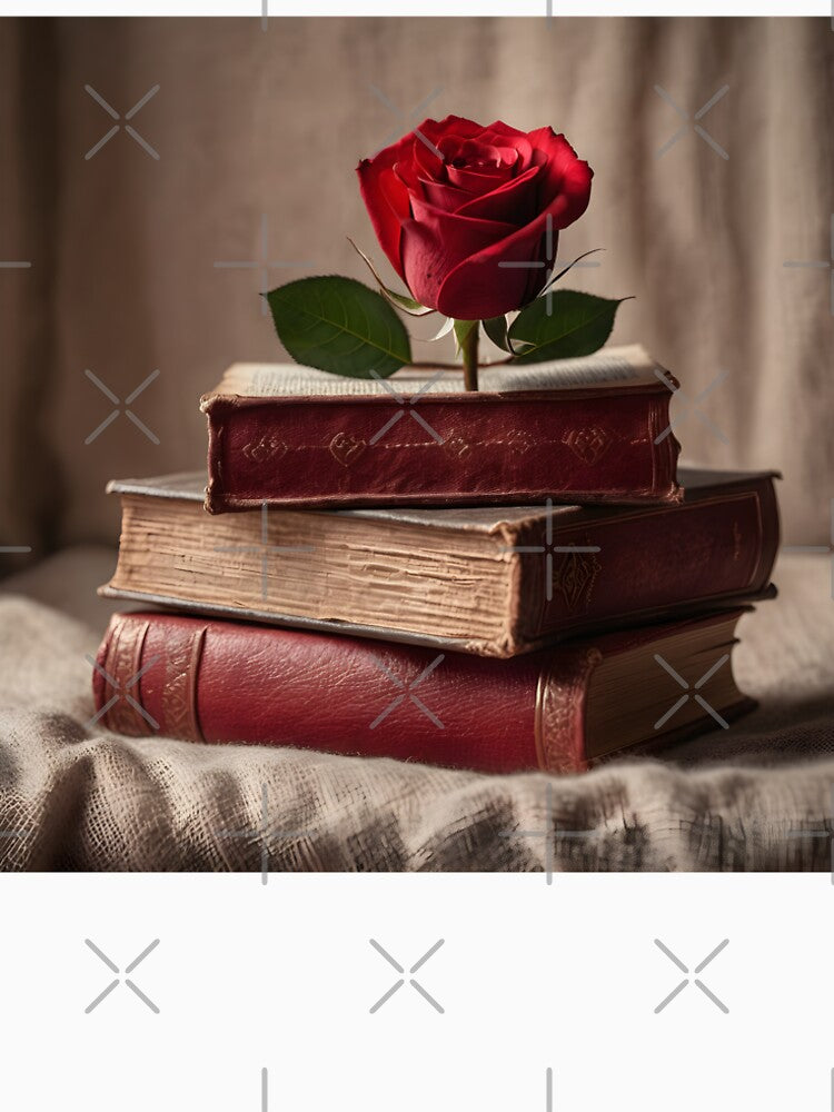 Red Rose in Old Books: Dark Academia Aesthetics and Classic Romance by opispot.com