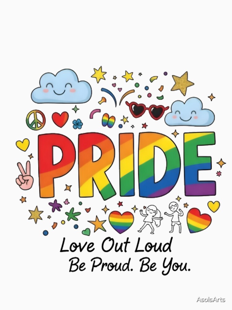 Pride Month Rainbow T-Shirt | Love and Equality LGBTQ+ Design by AsolsArts