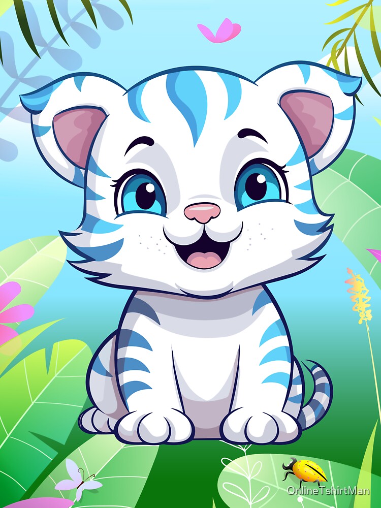 TIGER GRAPHIC BABY BLUE SIBERIAN TIGER DESIGN by OnlineTshirtMan