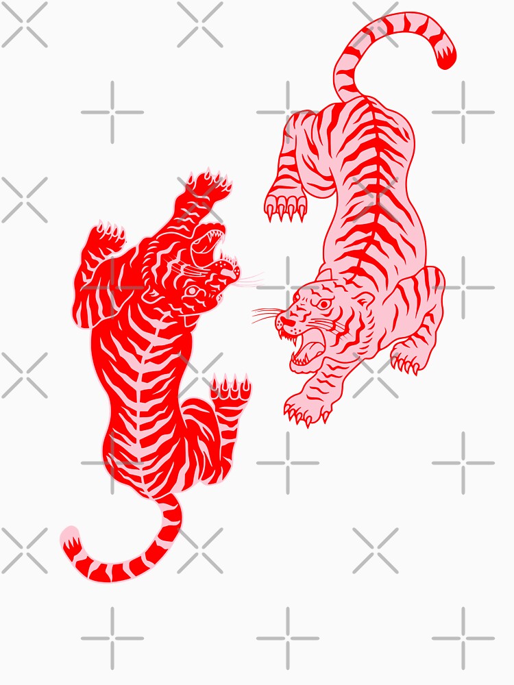 Pink and red tigers by marni graphics
