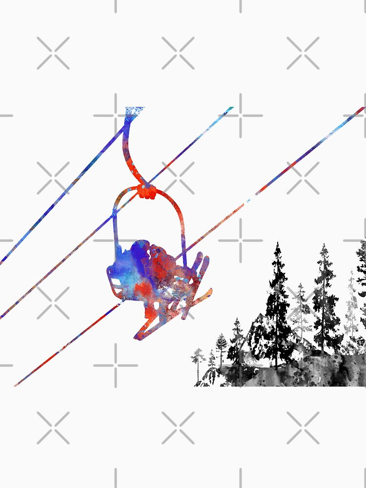 Couple ski lift, couple, ski sport by Rosaliartbook