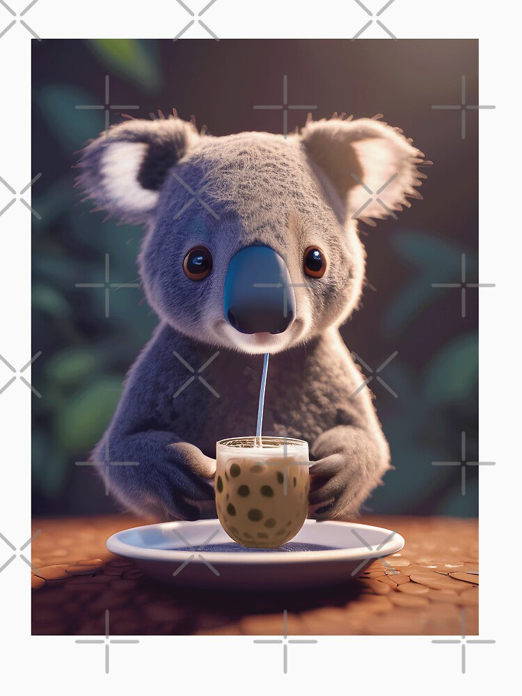 Koala with boba bubble tea by akwl-design