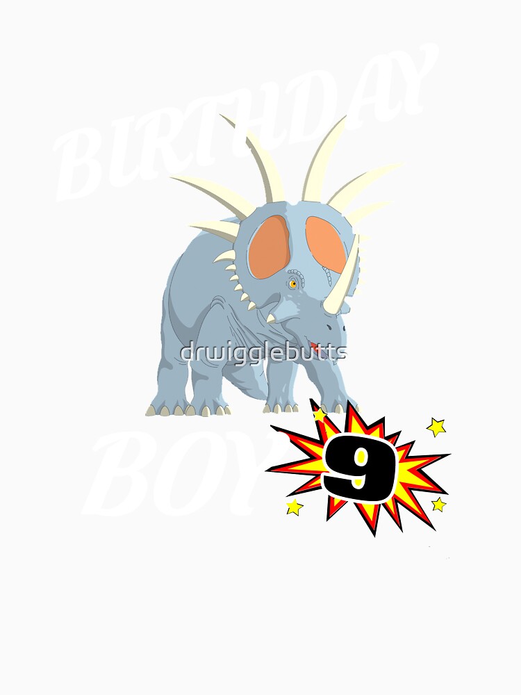 9 Years Old Birthday Design Dinosaur GifDesign by drwigglebutts