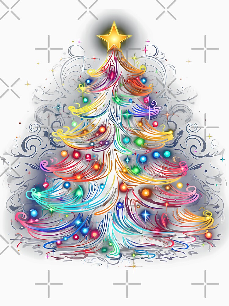 Radiant Neon Christmas Tree Festive Glow Art by Justin Haas