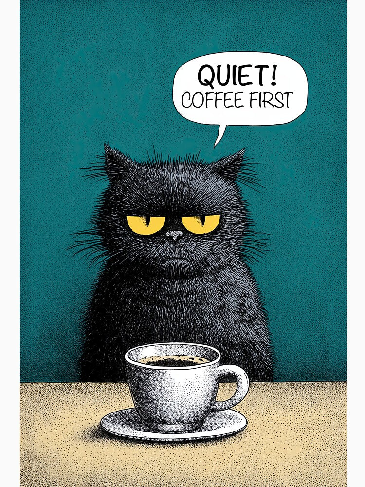 Moody Cat Needs Coffee by Deep-Dream-Darkness