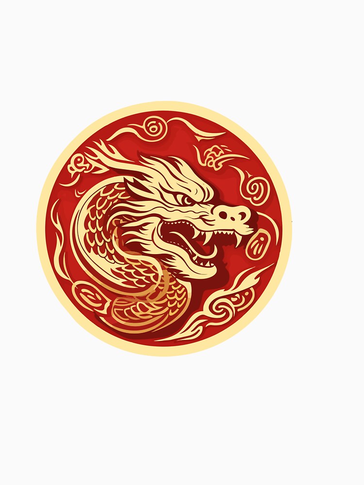 Elegant Red Dragon Design - Emblem of Strength and Fortune by Umay Eylul Keles