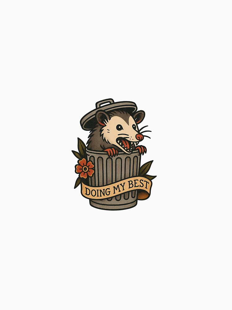 Doing My Best Opossum Sticker – Funny Trash Possum Mental Health Art by bigratfarm