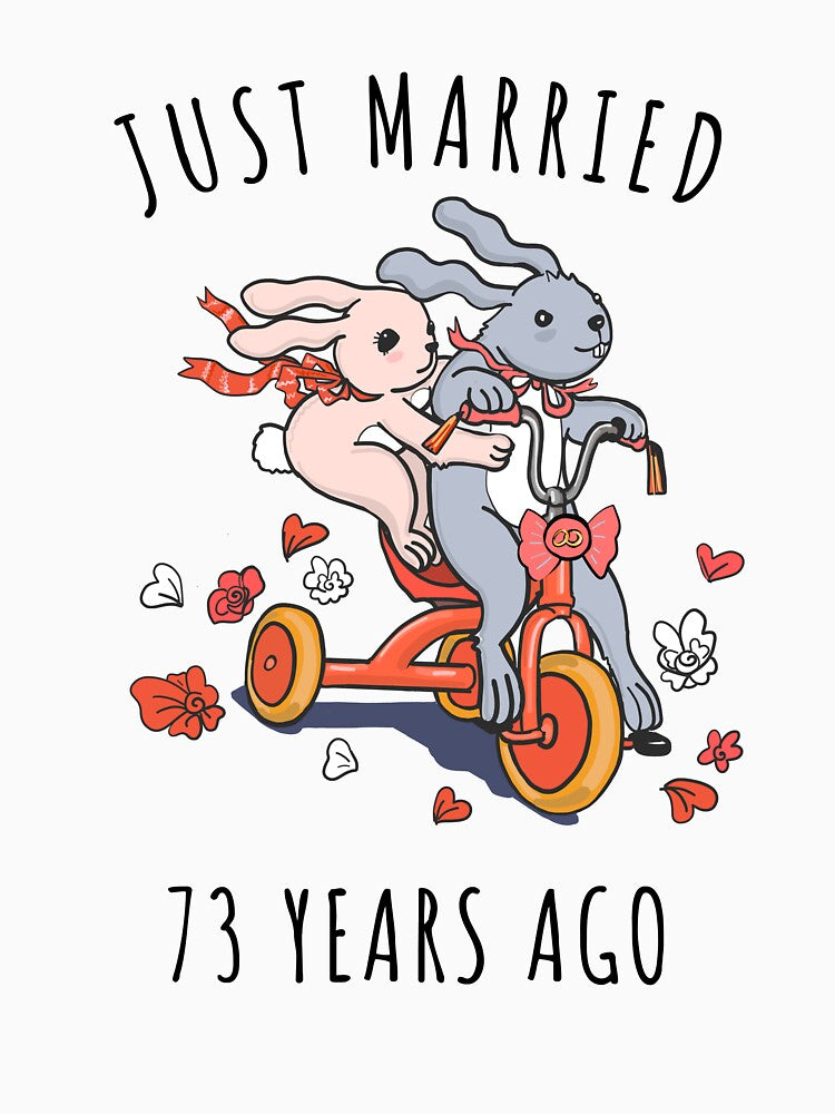 Just Married 73 Years Ago - 73rd Anniversary Couple Bunnies Tee, Phone Cases And Other Gifts by MemWear