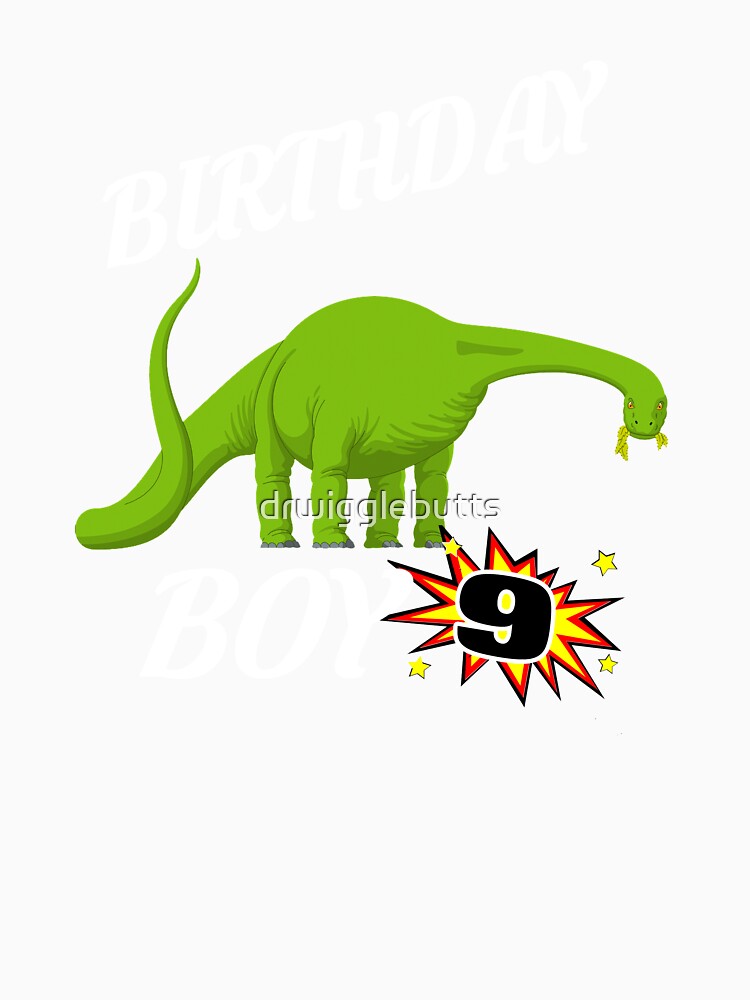 9 Years Old Birthday Design Brontosaurus GifDesign by drwigglebutts