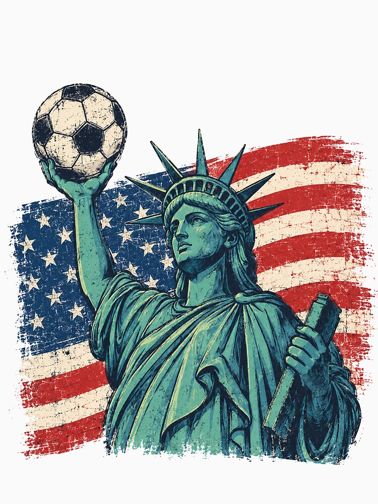 American Soccer Fan Statue of Liberty USA T-Shirt by Sparklershop