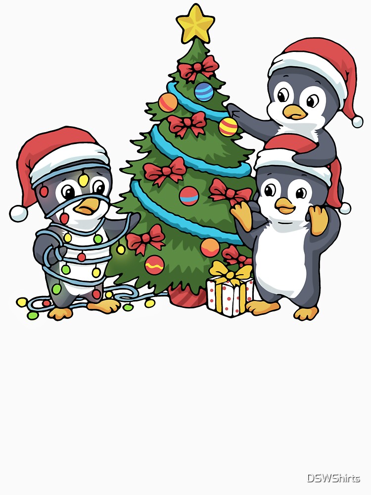 Christmas Penguin Gift Kids Christmas Tree Presents Penguin by DSWShirts