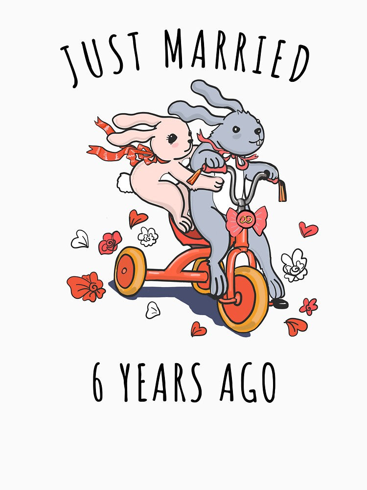 Just Married 6 Years Ago - 6th Anniversary Couple Bunnies Tee, Phone Cases And Other Gifts by MemWear