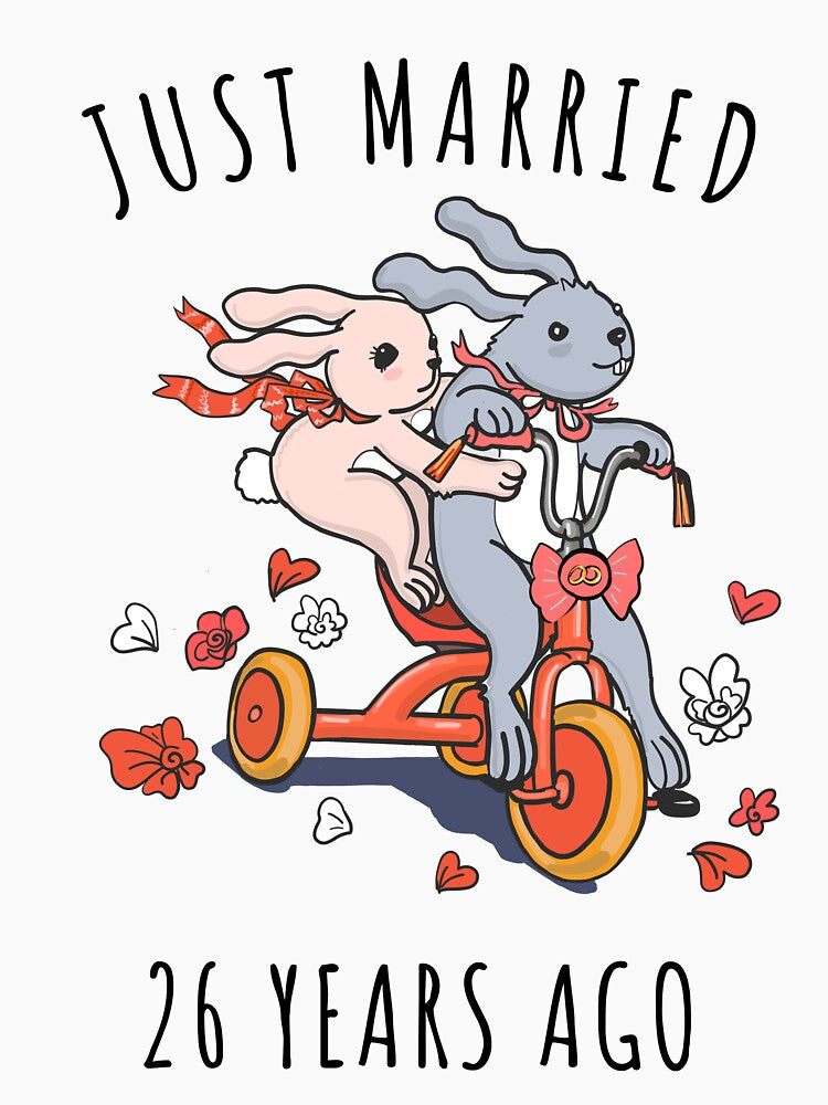 Just Married 26 Years Ago - 26th Anniversary Couple Bunnies Tee, Phone Cases And Other Gifts by MemWear