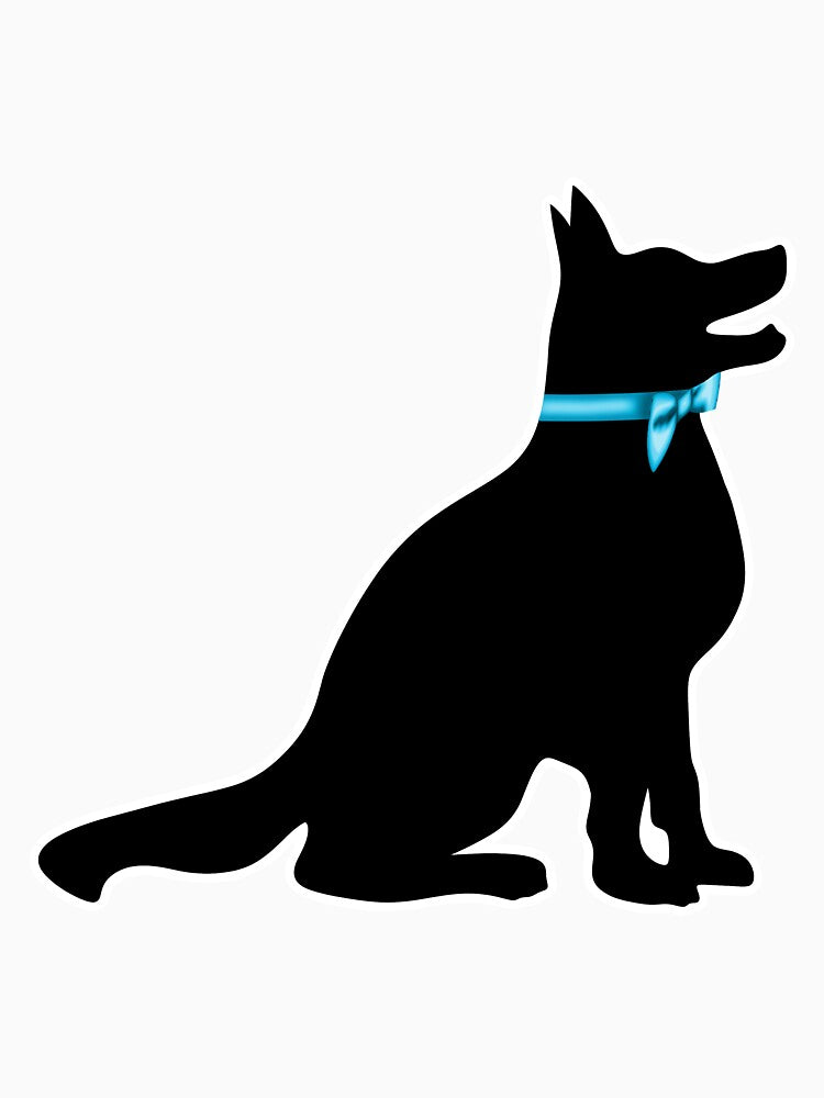German Shepherd Silhouette Blue Bowtie Ribbon Art by Kaimarbe | Cute Stickers & Apparel