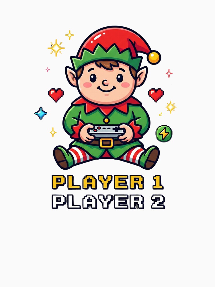 Cute Pixel Art Christmas Elf Gamer by TORLI MORLI