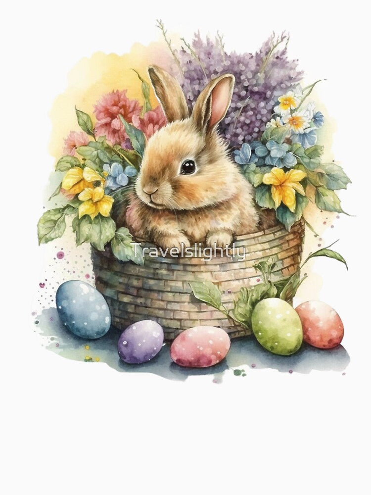 Easter Bunny in Flower Basket by Travelslightly