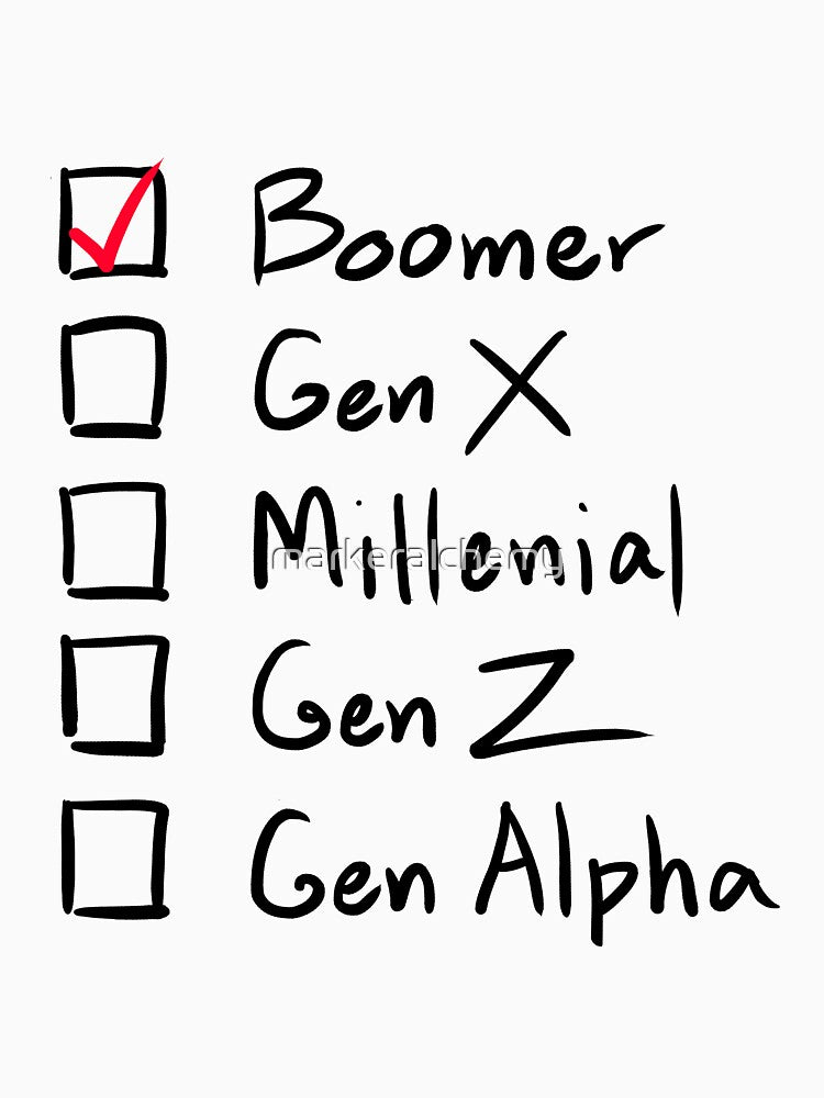 Which Generation Are You?  For Boomers, Black Text by markeralchemy