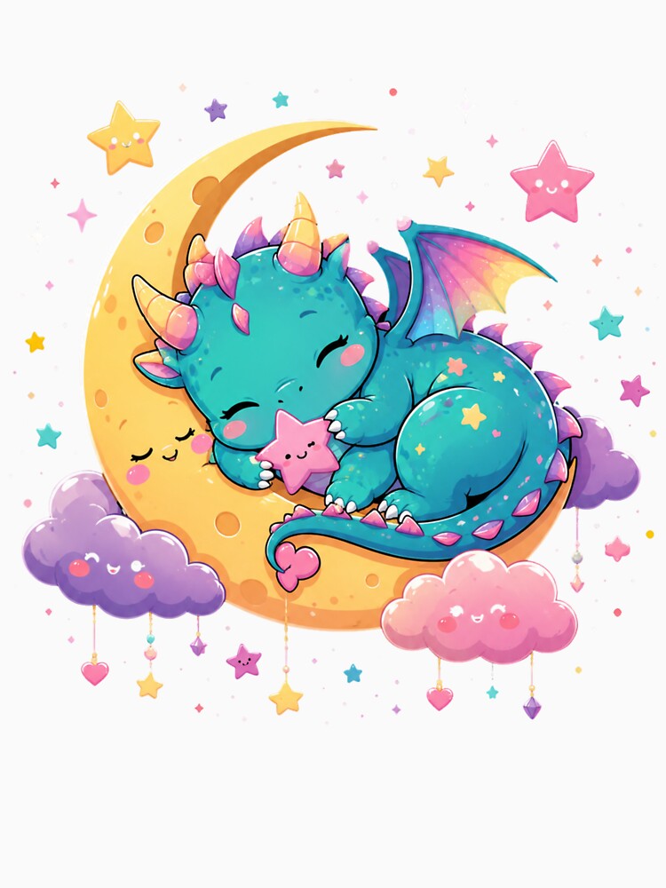 Sleeping Baby Dragon on the Moon by MySthore