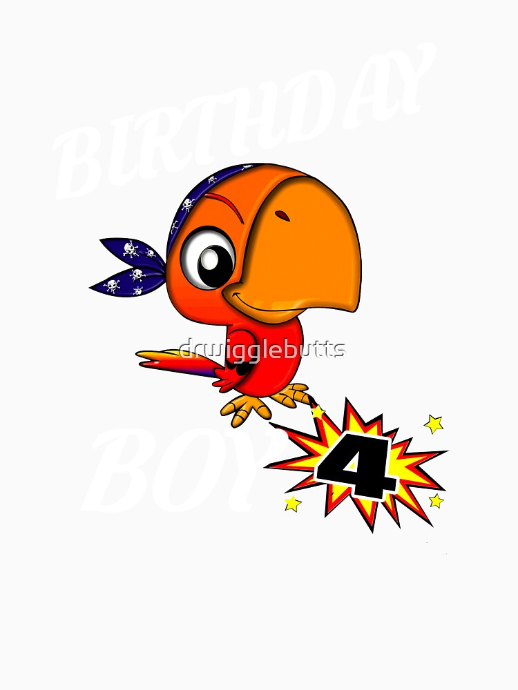 4 Years Old Birthday Design Pirate Bird GifDesign by drwigglebutts