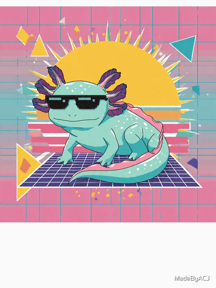 Cool Axolotl Vaporwave – Retro 80s Synthwave Amphibian Aesthetic Art by MadeByACJ