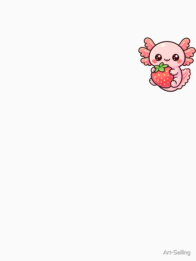 Cute Kawaii Axolotl Strawberry Sticker – Pink Pastel Animal Cartoon by Art-Selling