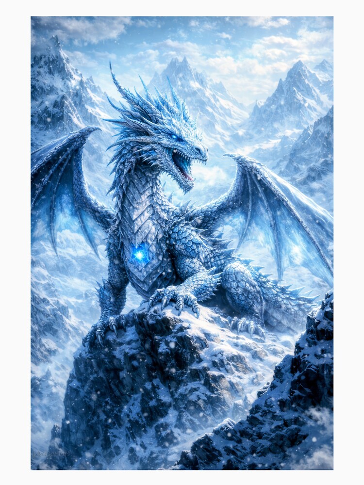 Ice Mountain Dragon – Frost Guardian of the Frozen Peaks by DrakariArt