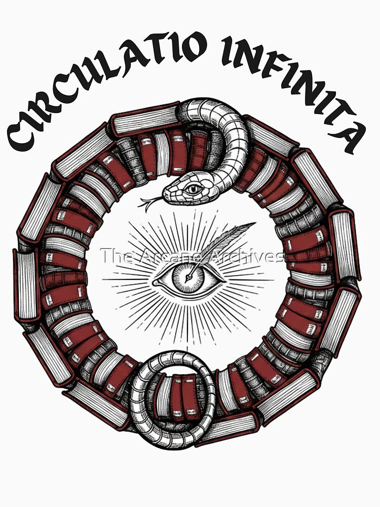 Ouroboros Infinite Library Alchemical Woodcut by The Arcane Archives