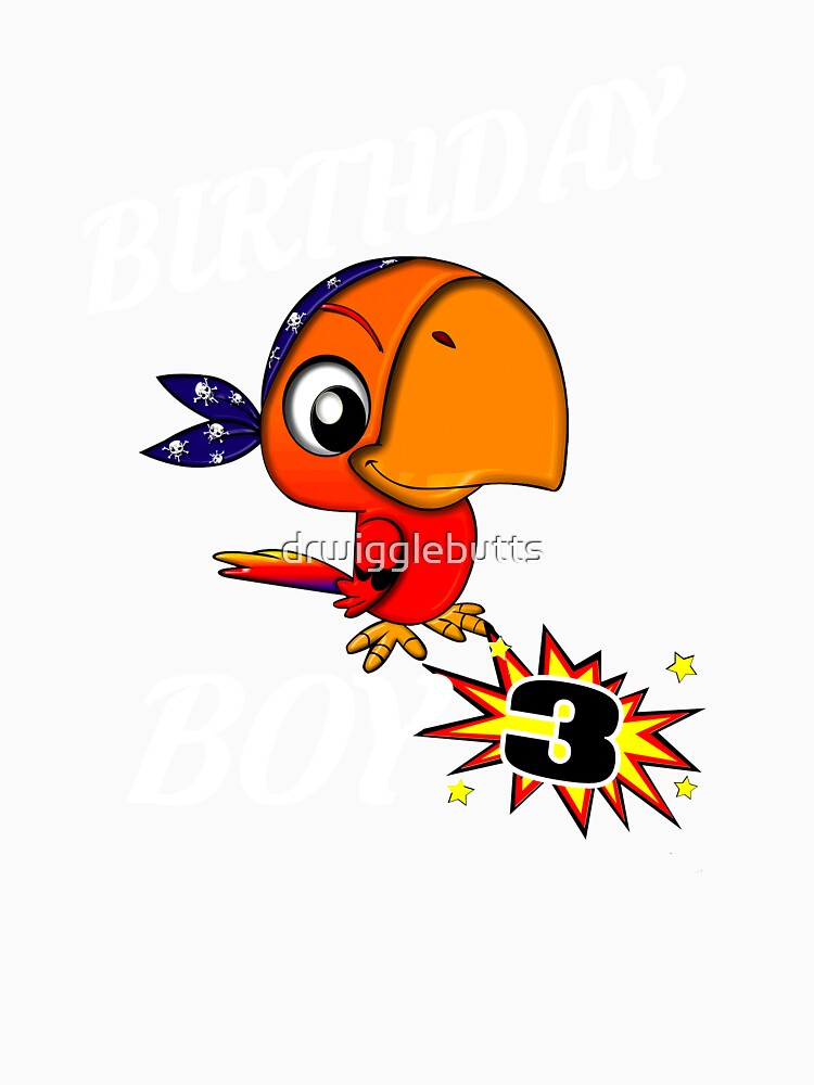 3 Years Old Birthday Design Bird GifDesign by drwigglebutts
