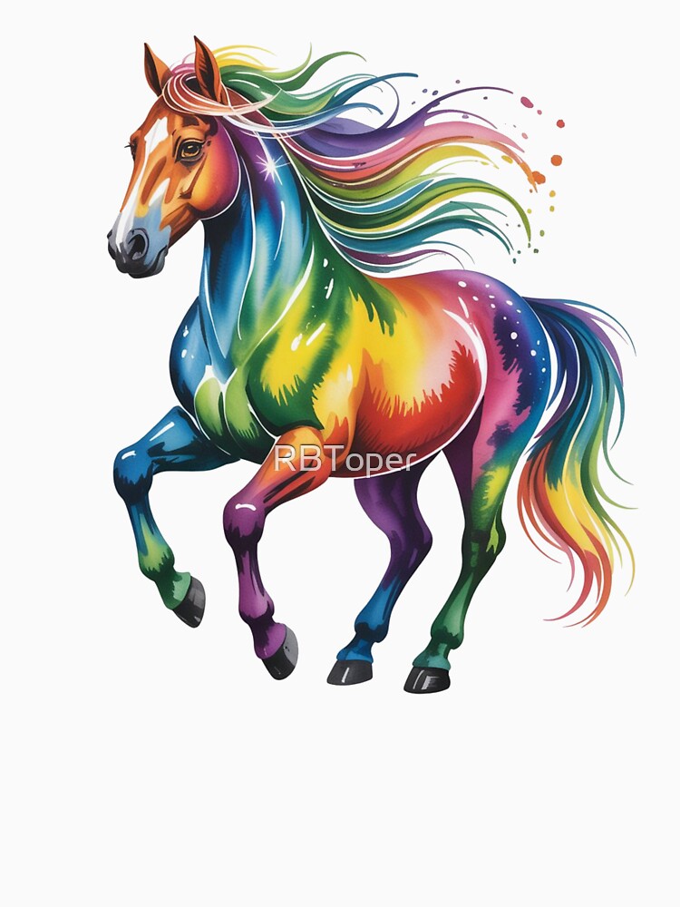 Majestic Colorful Horse – Vibrant Rainbow Art Illustration by RBToper