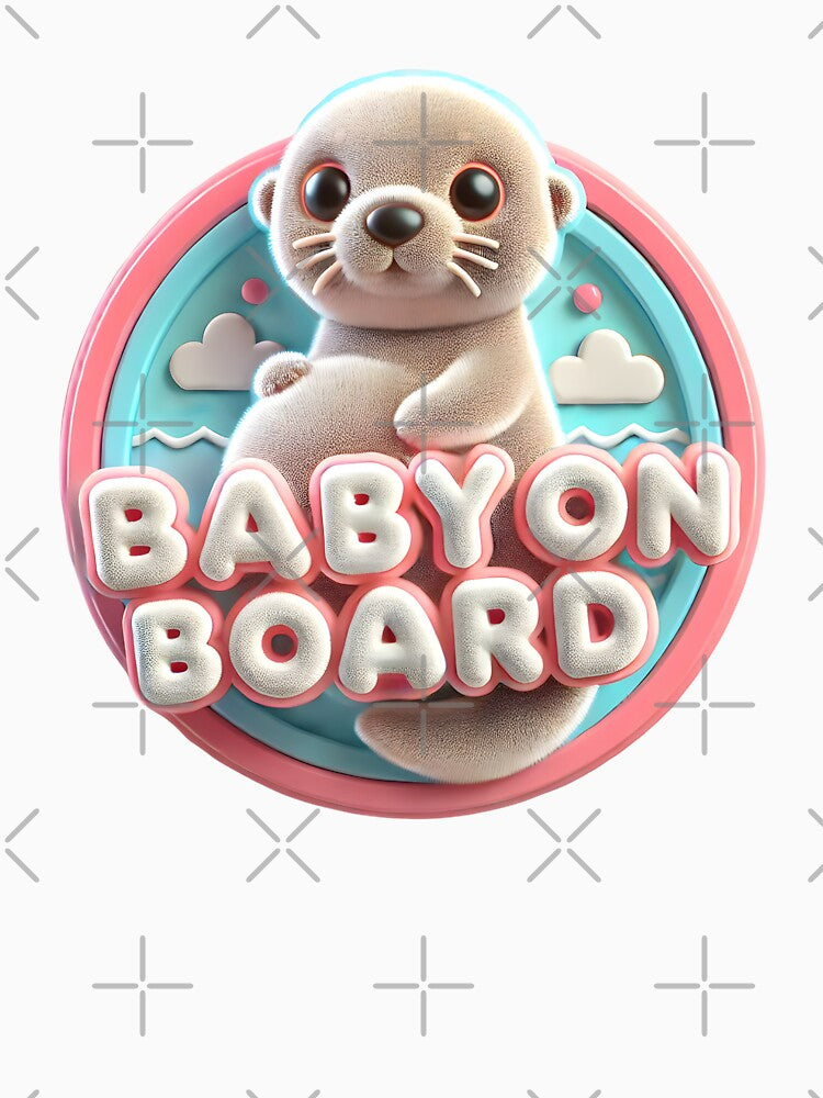 Baby on Board Announcement - Adorable Otter Themed Baby Announcement by StyLeHi