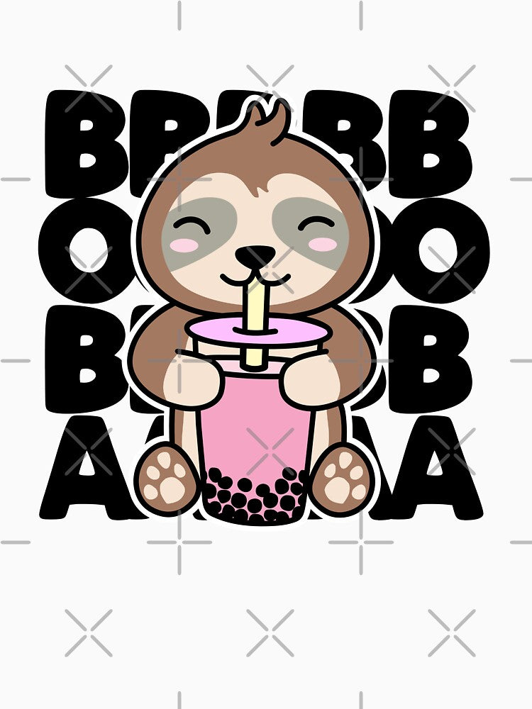Sloth Drinking Boba Kawaii Cartoon by DetourShirts