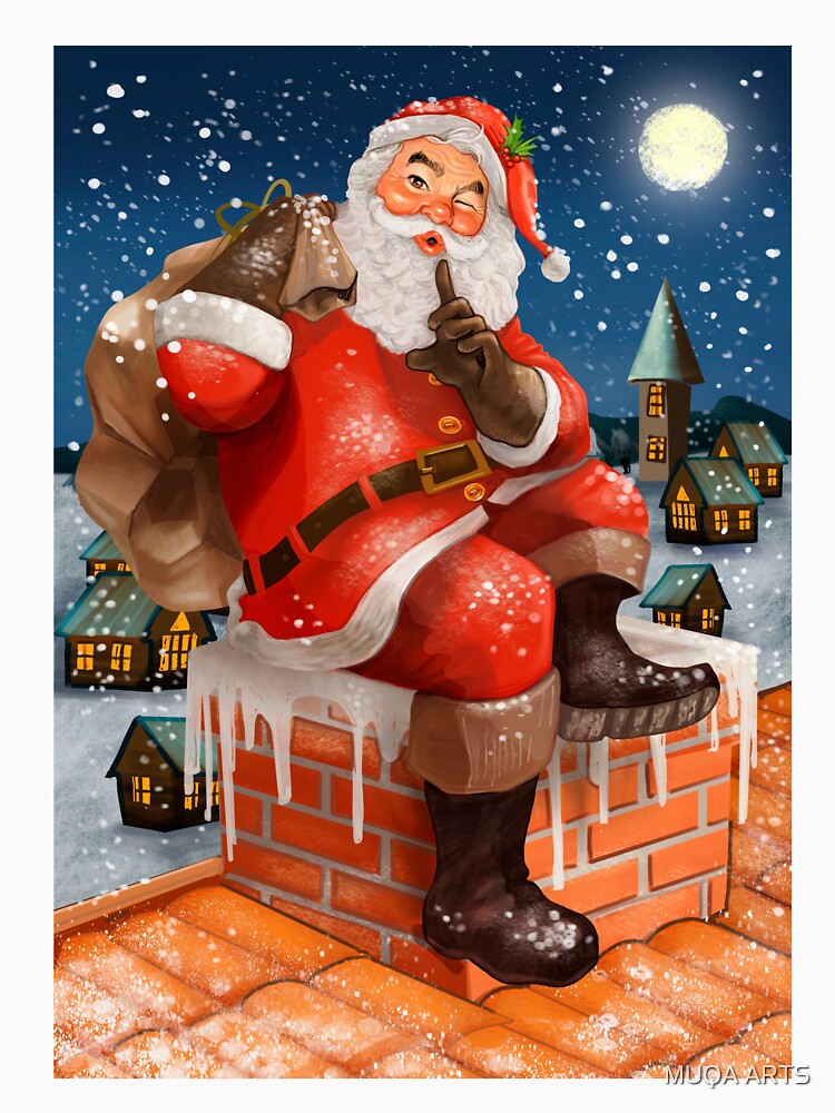 Hand drawn Santa Claus making a silence gesture by MUQA ARTS