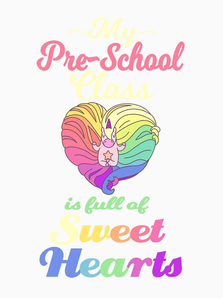 Pre School Valentine Class Teacher Student Full Of Sweethearts & Cute Unicorn by Sapphire Star