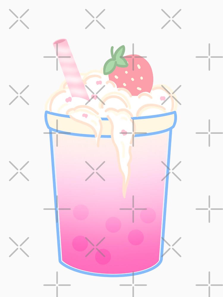 Cute and Aesthetic Stawberry Milk Bubble Tea by Momoliart
