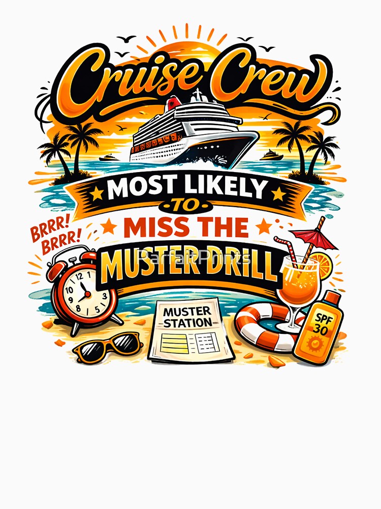 Cruise Crew - Most Likely to Miss the Muster Drill - Funny Cruise Shirts - Matching Cruise by ParfaitPrints